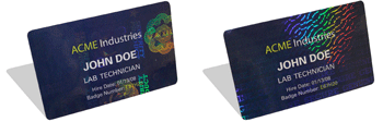 Cards laminated using Image Secure and Genuine Secure holographic film