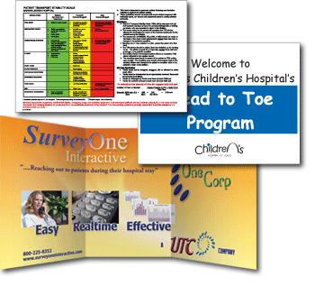 114in x 57in Trade Show Board for 'One Care Corp.'  24in x 18in Sign for and 'Children's Hospital St. Louis' and 11in x 17in Reference Chart for 'Barnes-Jewish Hospital'.