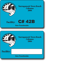 Pool member pass card with consecutive numbering on front and writable field on back.