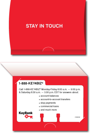 Full color 'Key Bank' Rolodex Card with card holder.